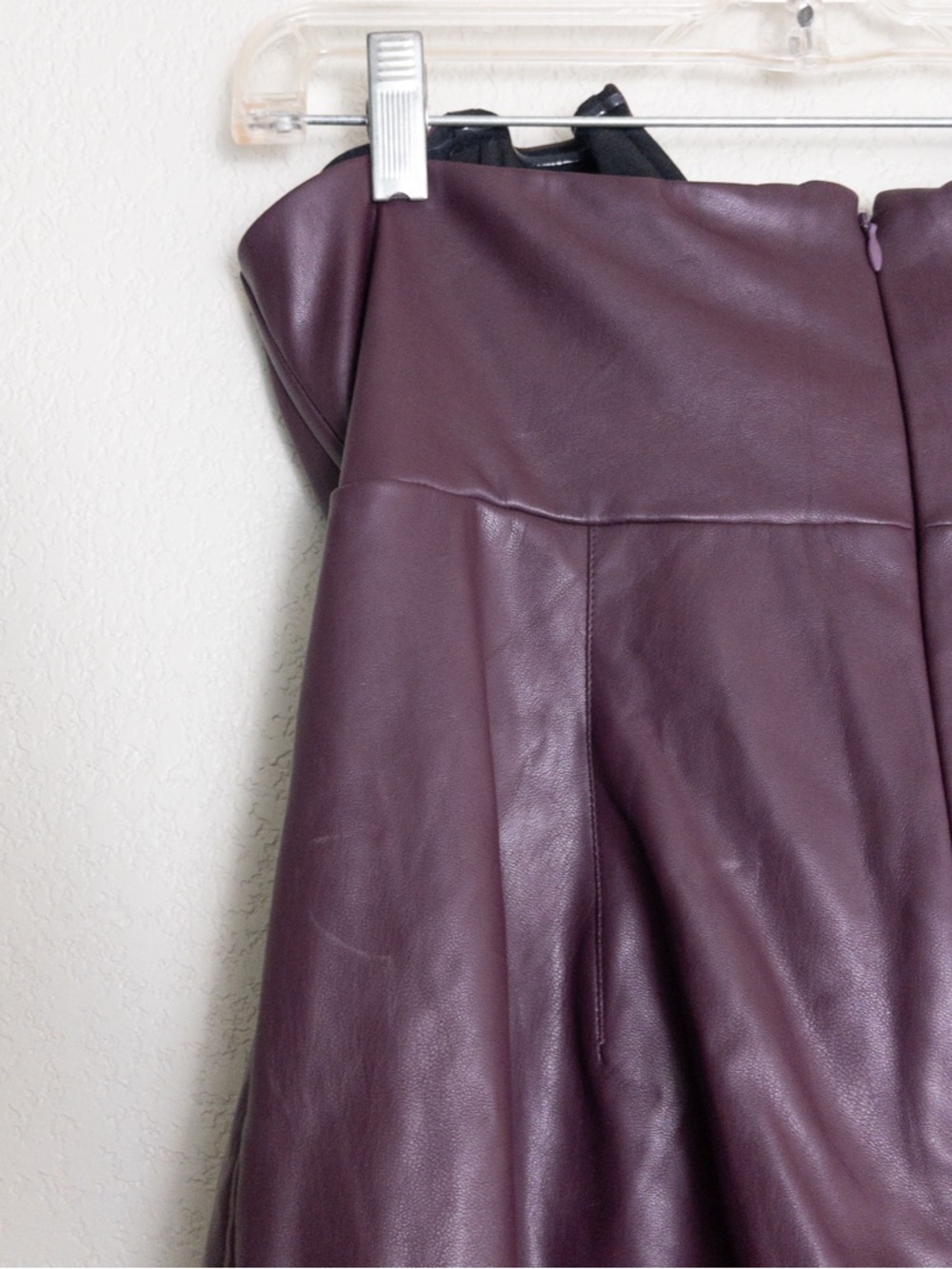 Ashley Park Voila Vegan Leather Mini Dress 12 Plum Strapless Rose Bow RTR - Picture 13 of 15